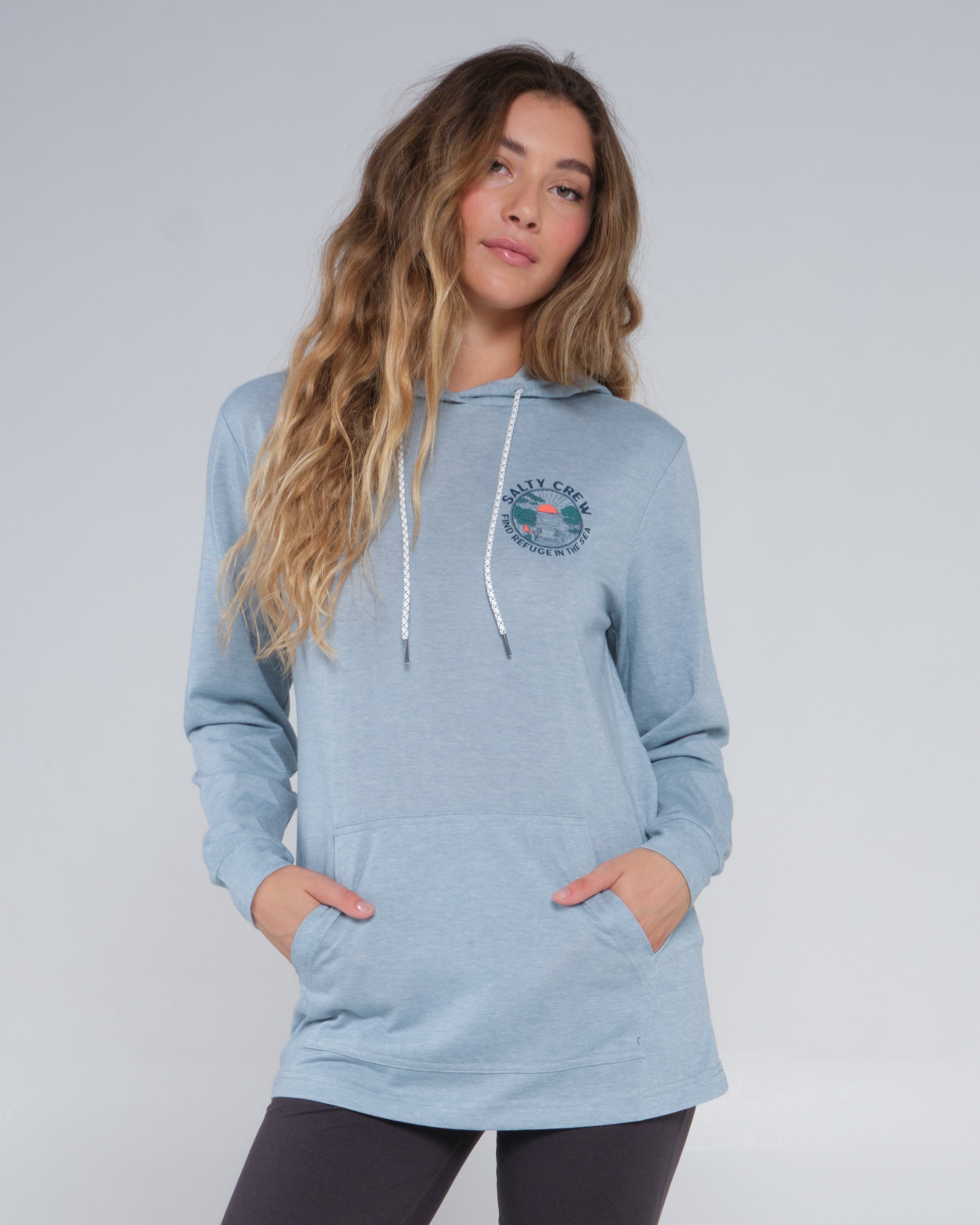 BEACH BREAK MID WEIGHT HOODY Tidal Blue