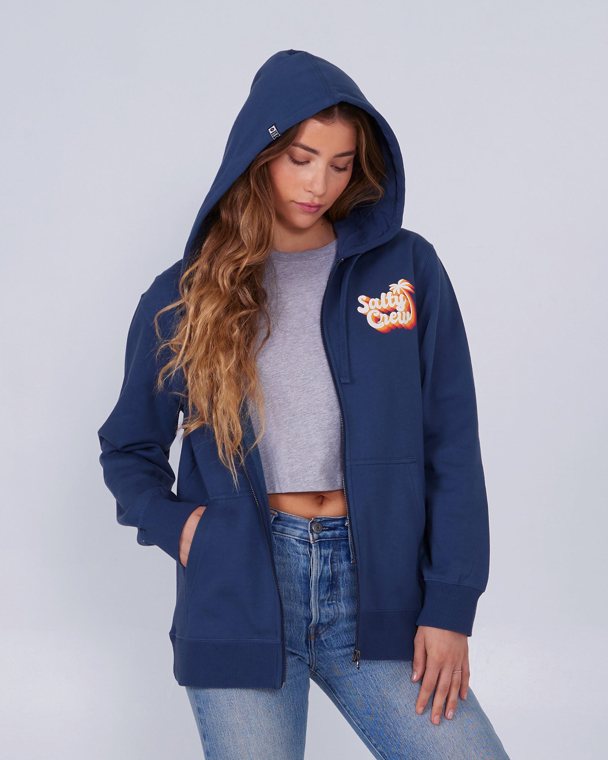 SALTY SEVENTIES ZIP HOODY - Denim