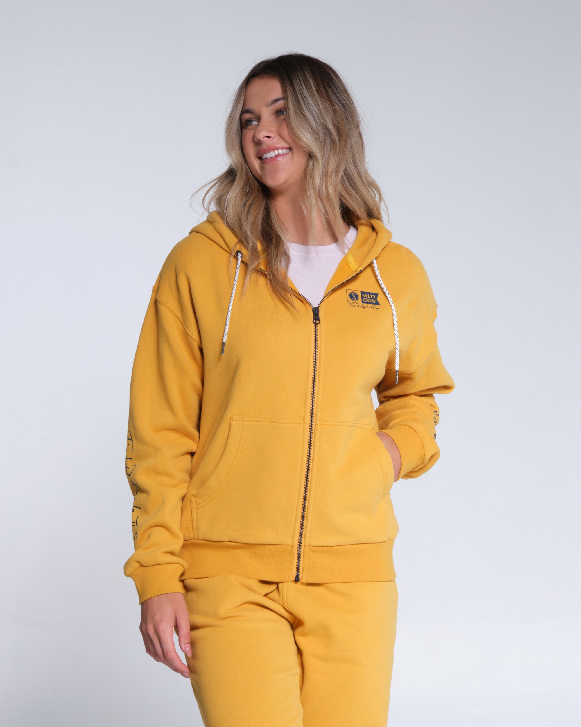 Yellow zip hoodie discount women's