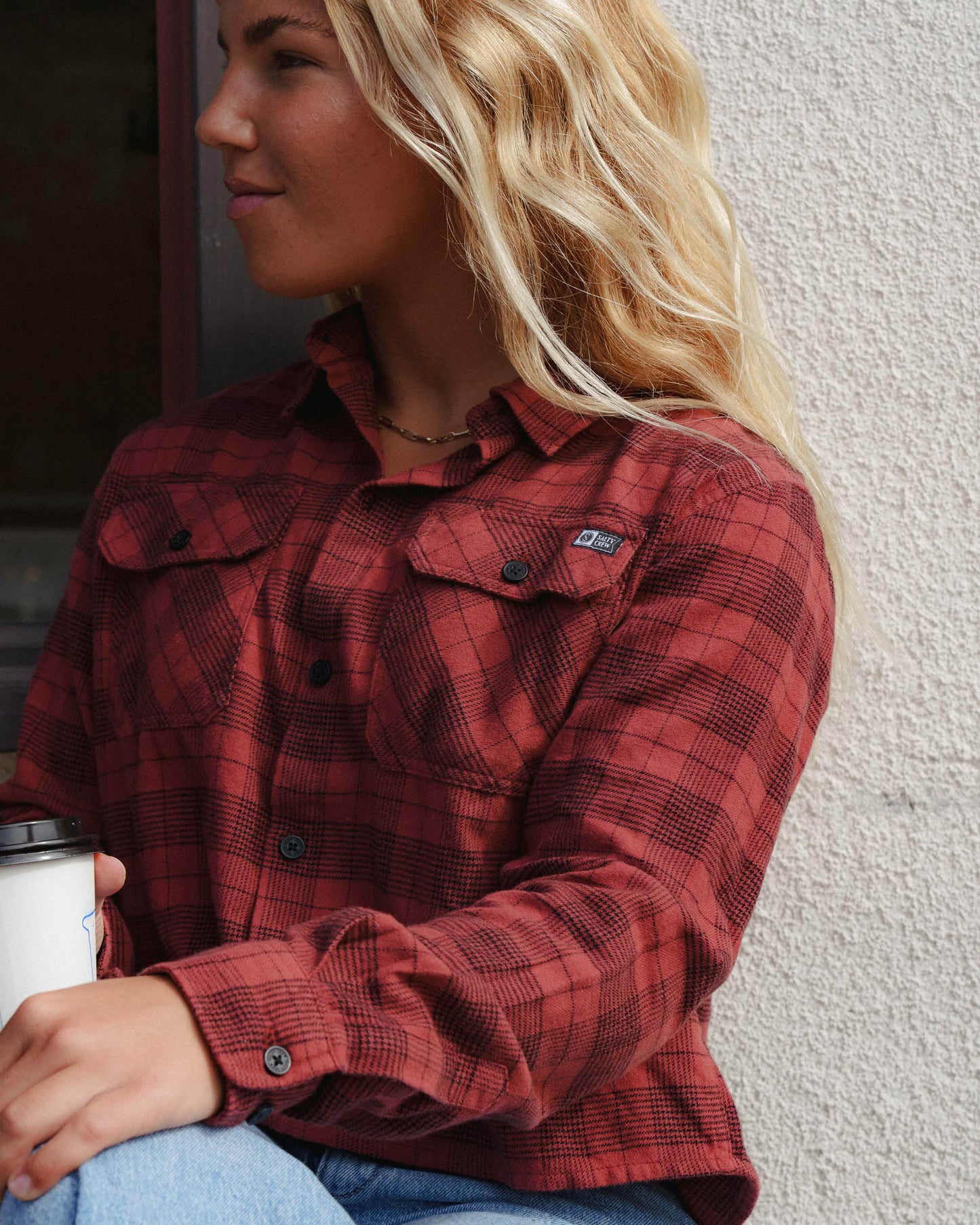 Stay Golden Crop Flannel - Baked Apple