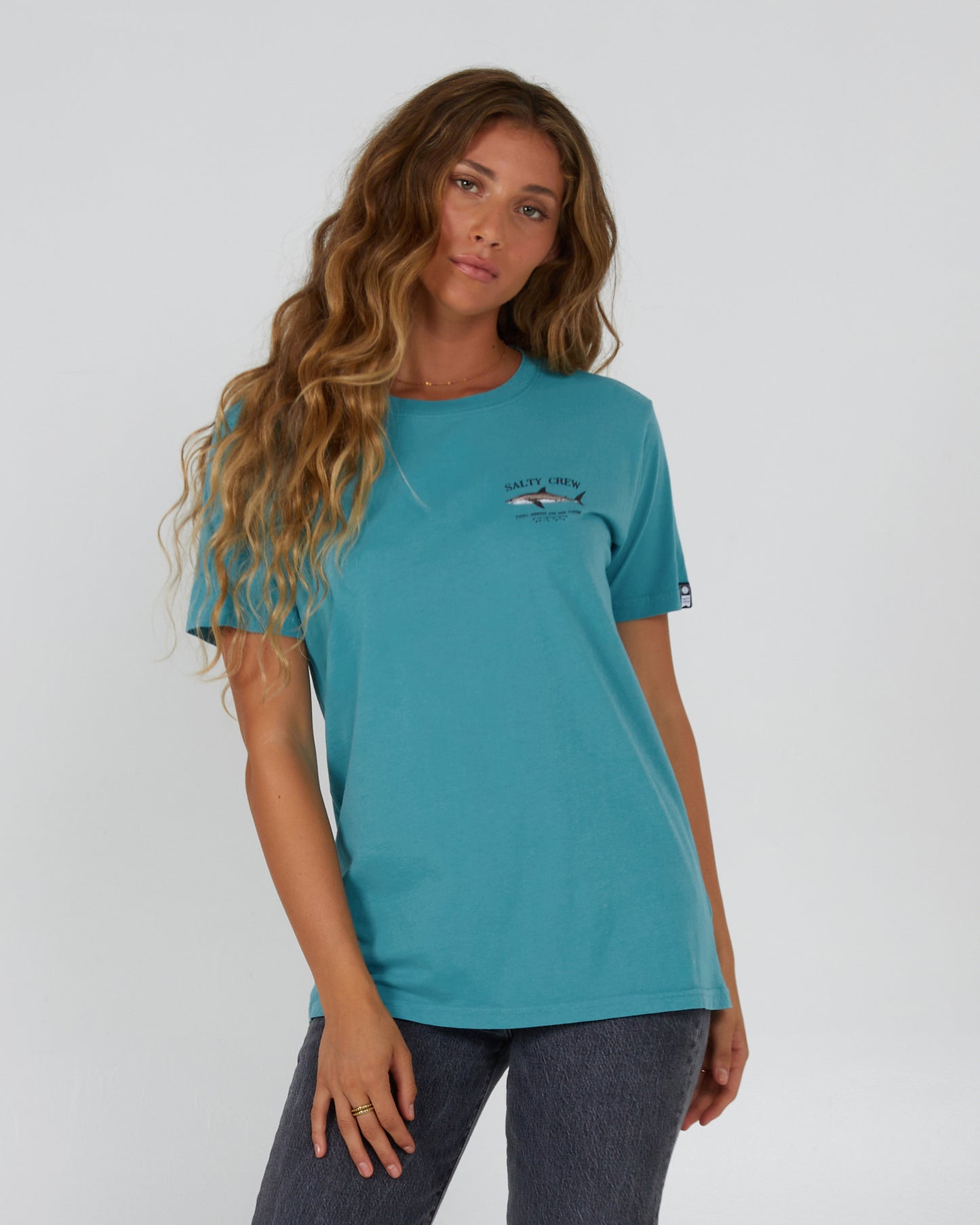 front view of Bruce Sea Green Boyfriend Tee