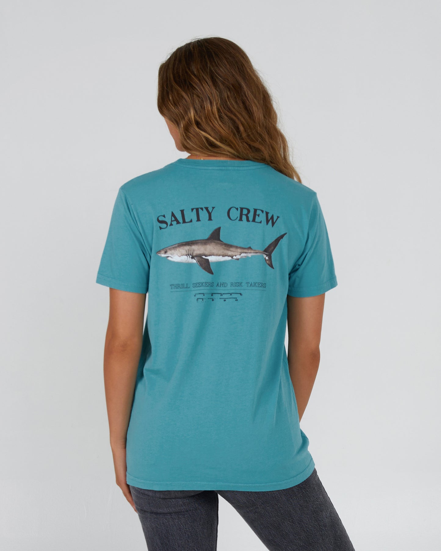 back view of Bruce Sea Green Boyfriend Tee