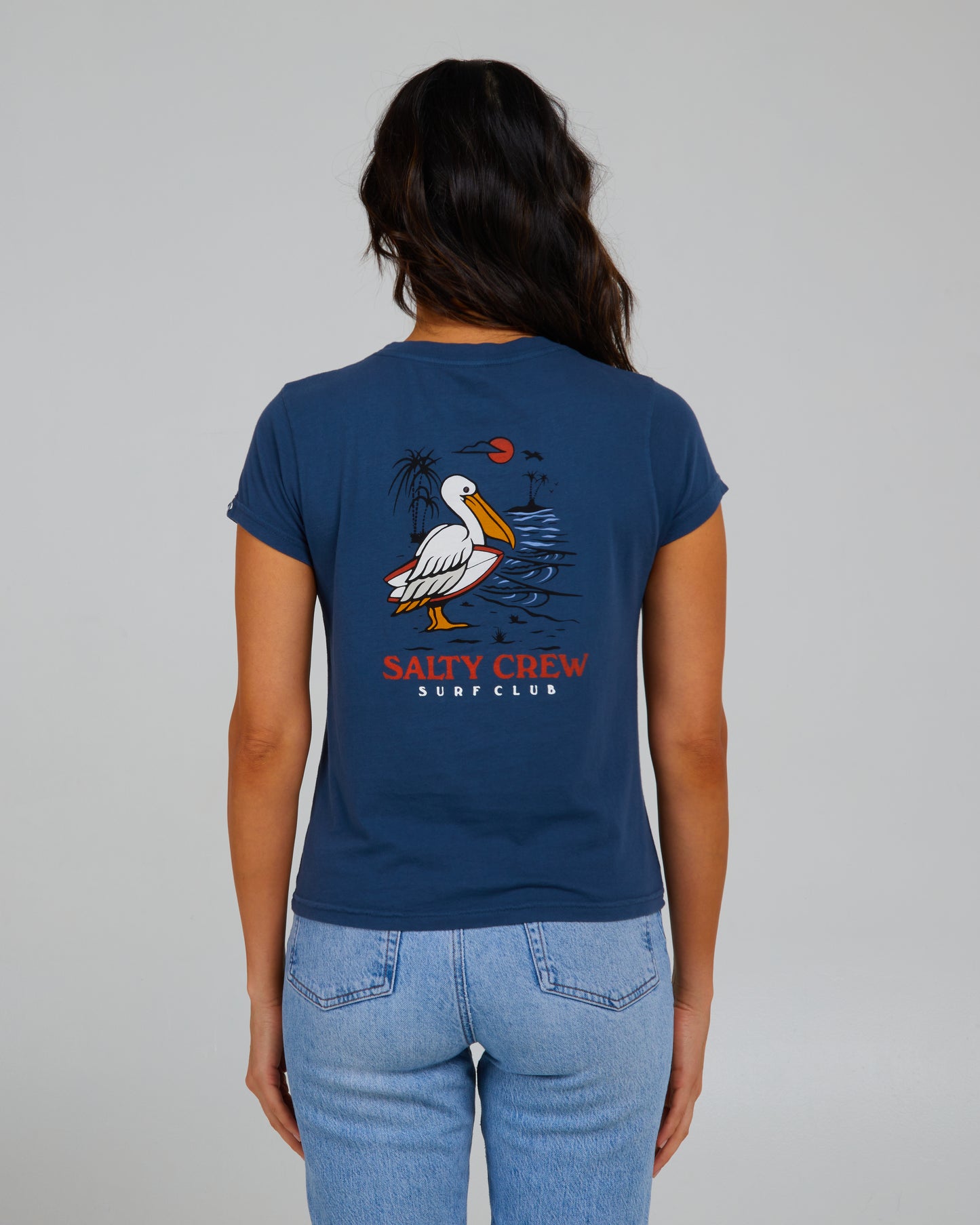 back view of Surf Check Denim Modern Tee