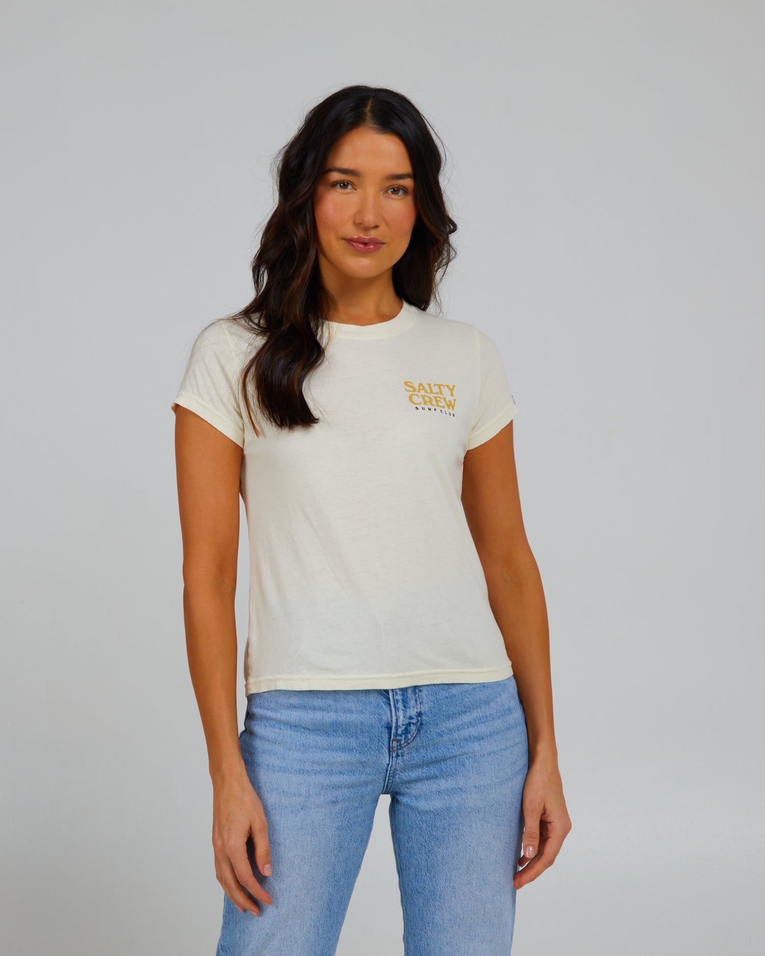 front view of Surf Check Off White Modern Tee
