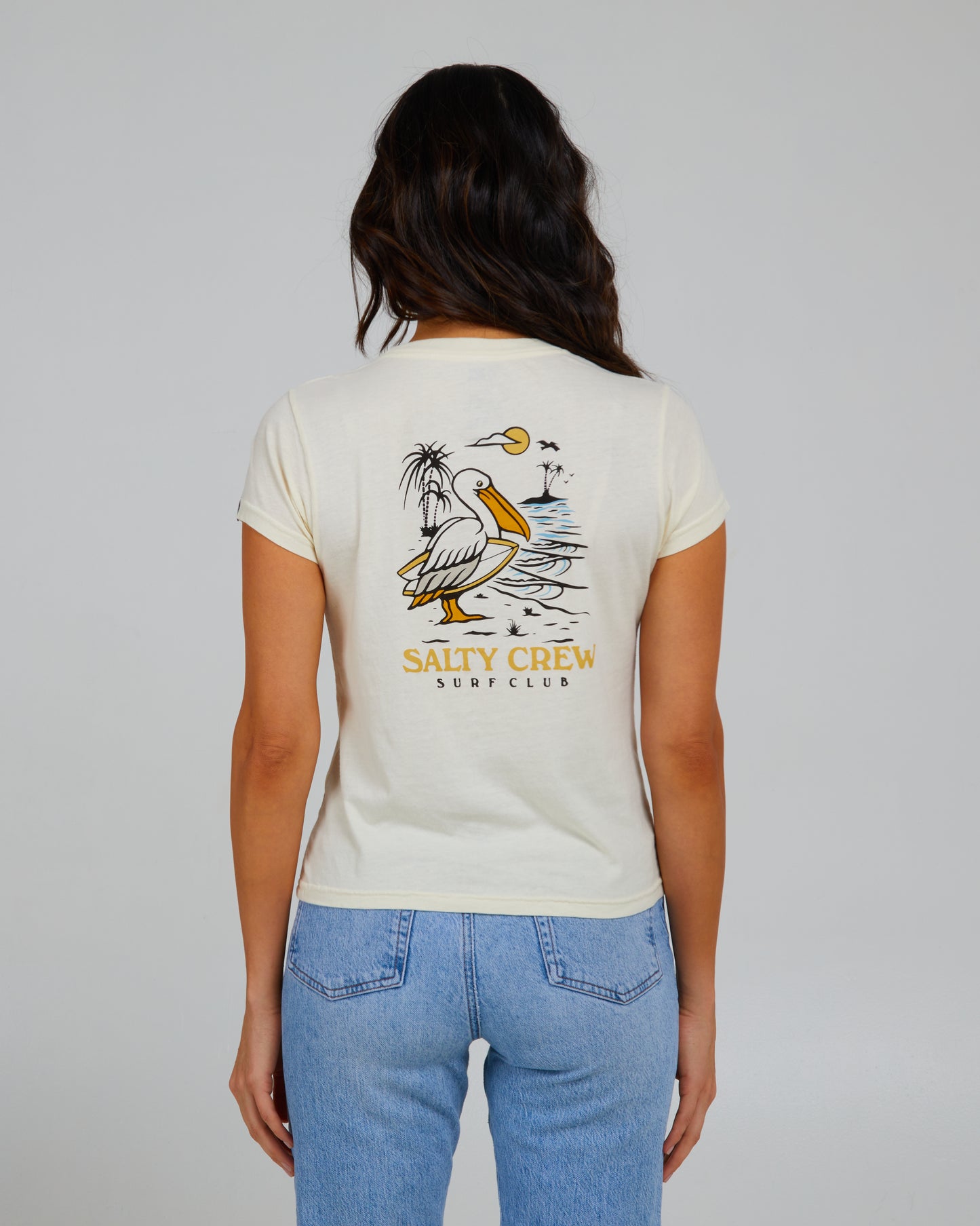 back view of Surf Check Off White Modern Tee