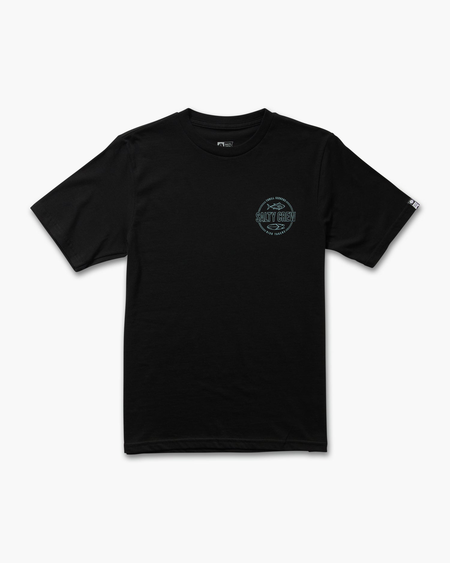 front view of Outlined Boys Black S/S Tee