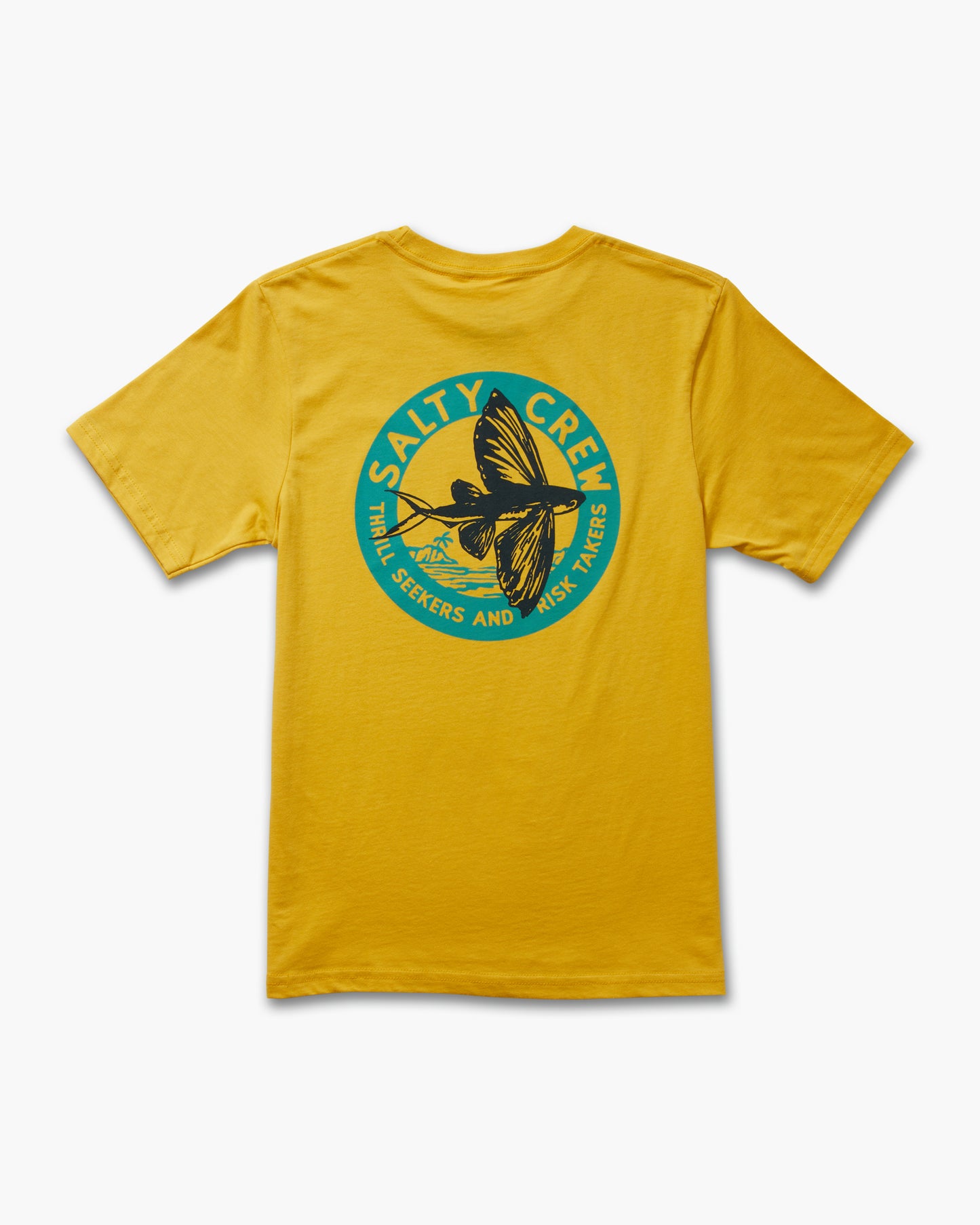 back view of Fly By Boys Mustard S/S Tee