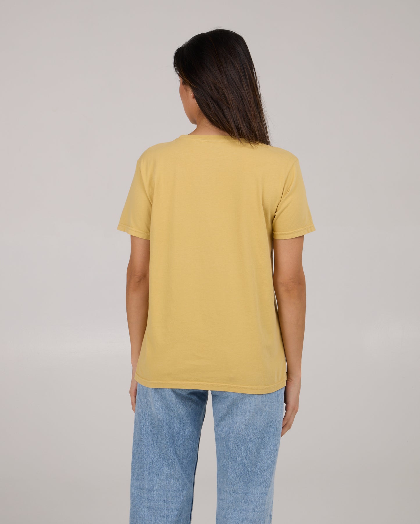 back view of Beach Scene Boyfriend Tee - Dusty Gold