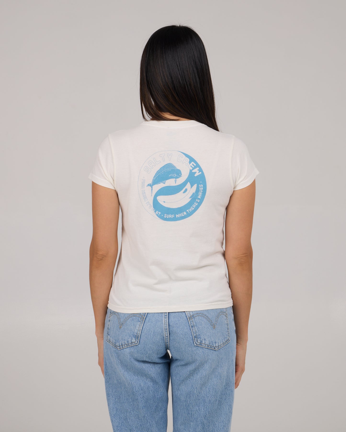 back view of Fishin Yang Modern Tee - Off White