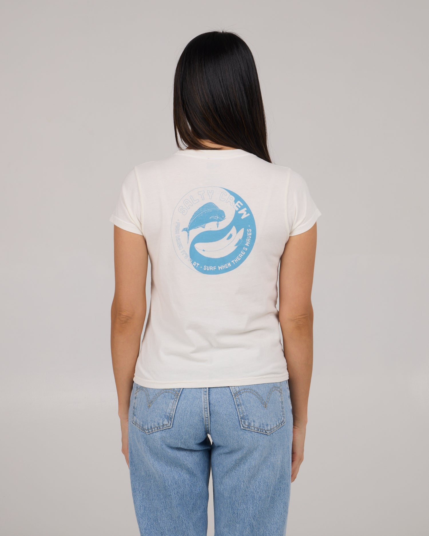 back view of Fishin Yang Modern Tee - Off White