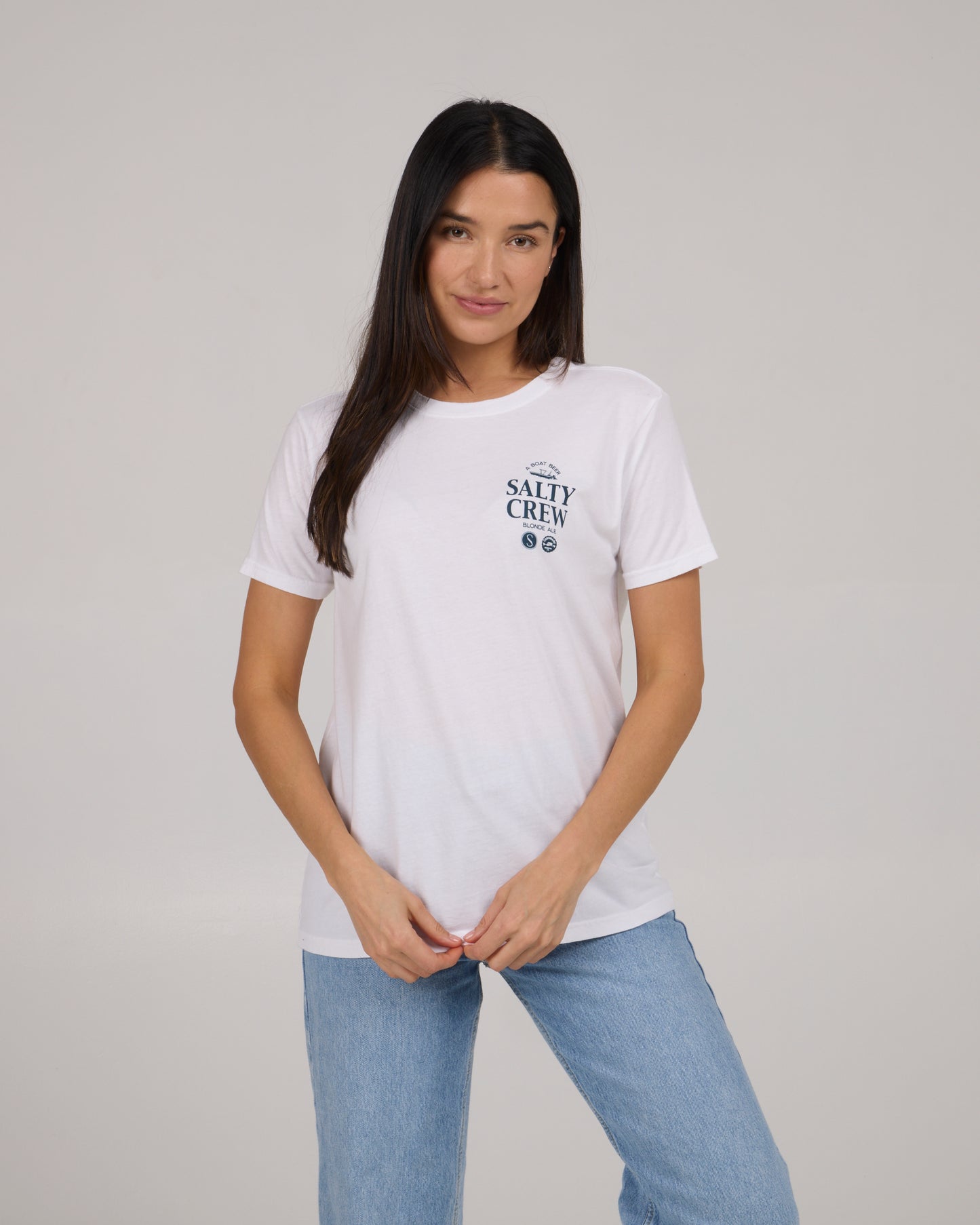 front view of Sip And Sea Boyfriend Tee - White