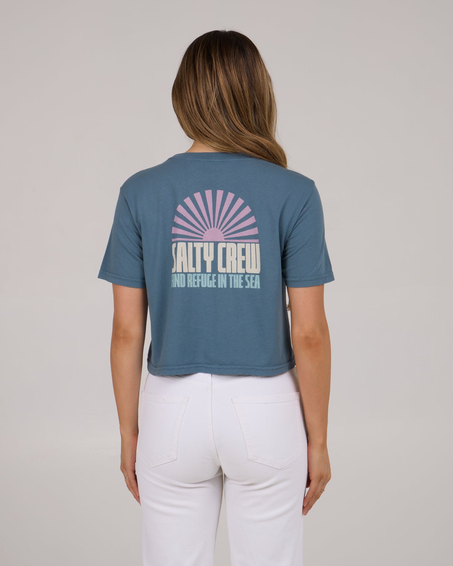 In The Rays Crop Tee - Fin Blue