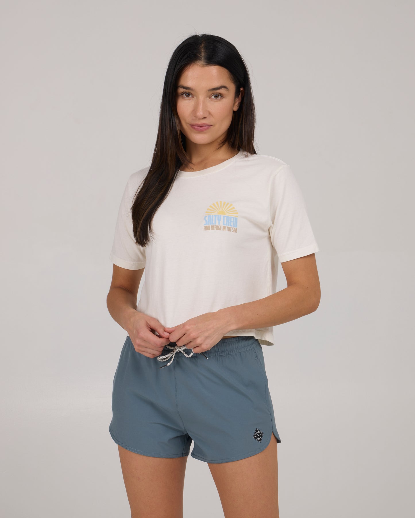 front view of In The Rays Crop Tee - Off White