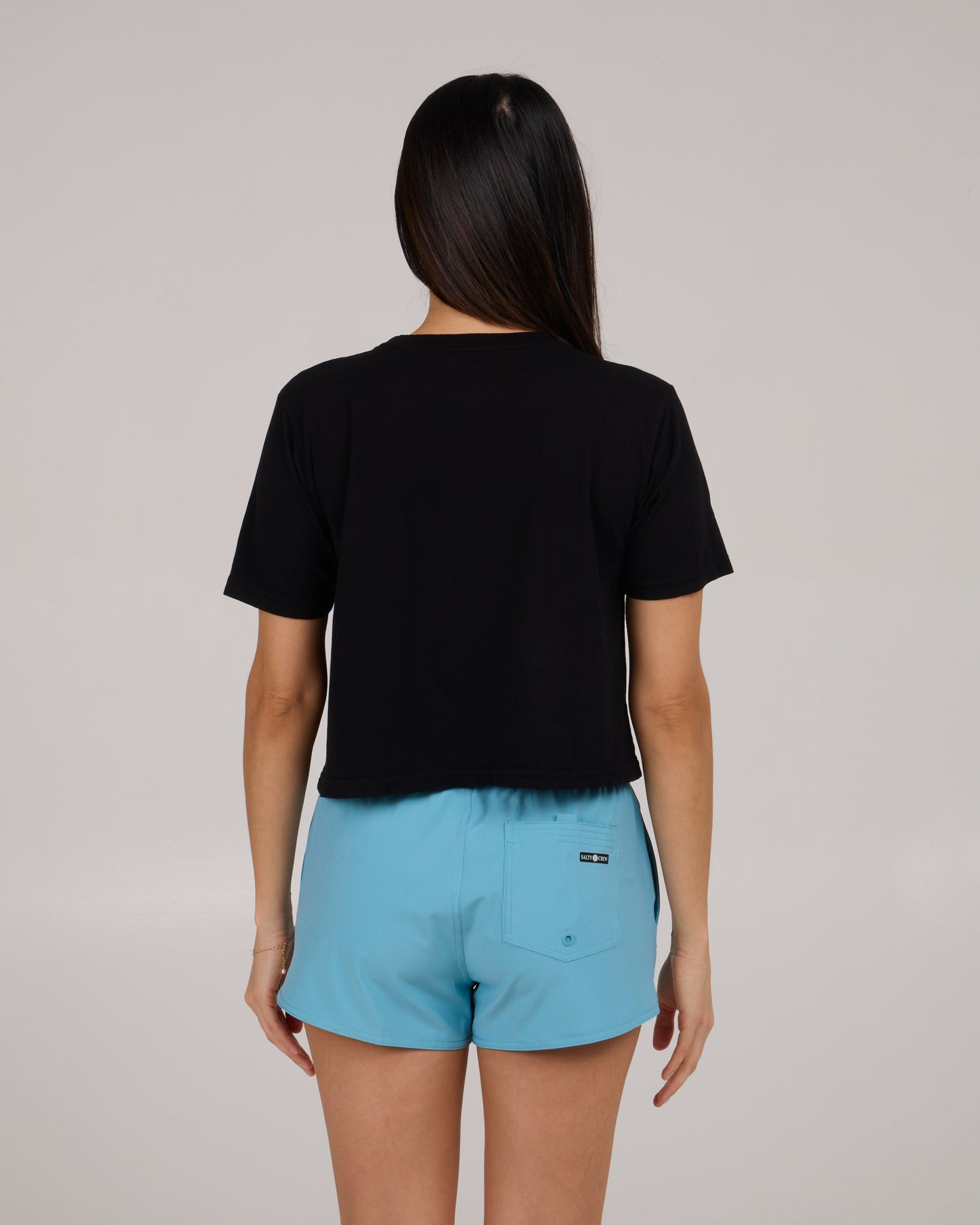 back view of Ashore Crop Tee - Black