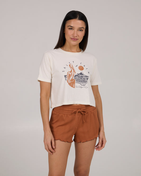 front view of Ashore Crop Tee - Off White