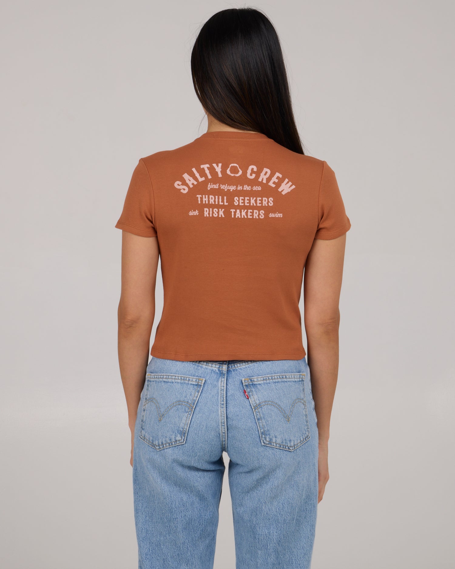 back view of Night Bite Baby Tee - Sierra