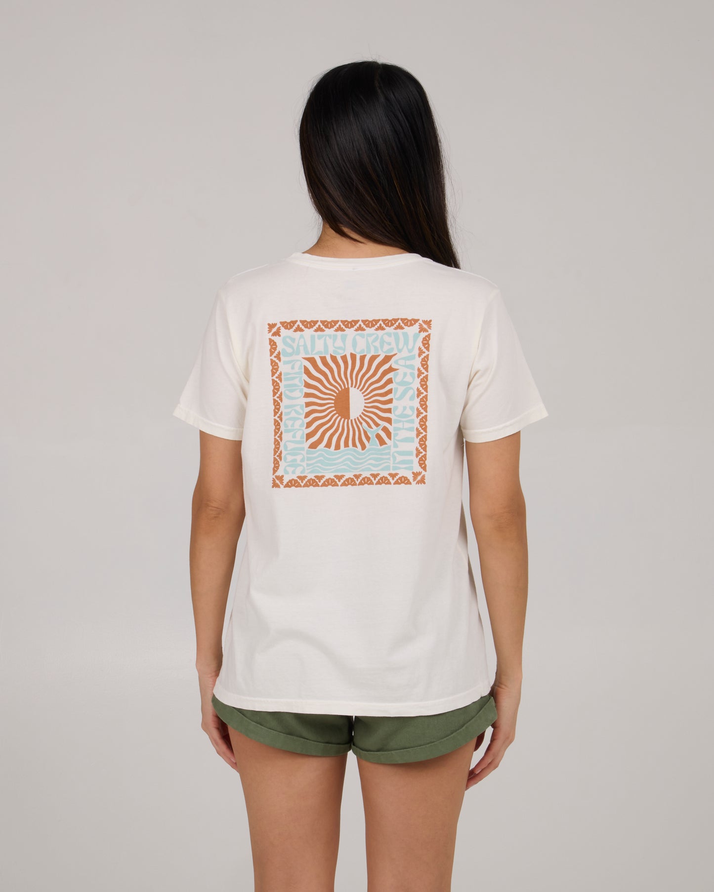 back view of Optic Sea Boyfriend Tee - Off White