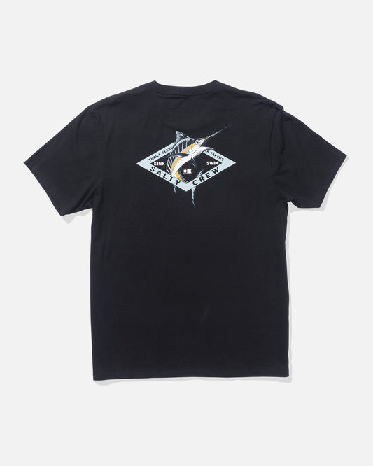 back view of Diamond Marlin Premium  Tee - Black