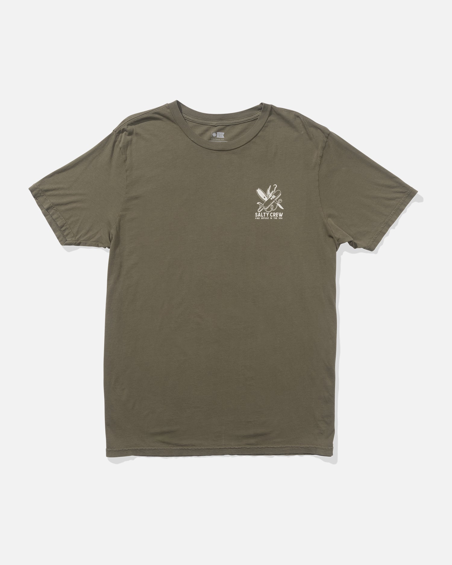 front view of Pocket Knife Vintage Tee - Dusty Olive