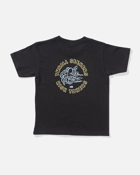 back view of Good Vibes Toddler Tee - Black