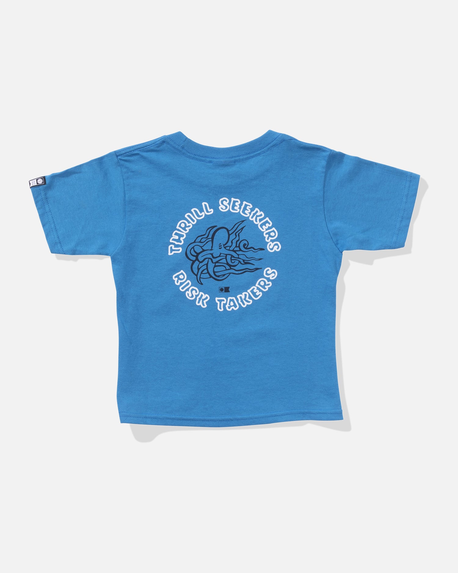 back view of Good Vibes Toddler Tee - Turquoise