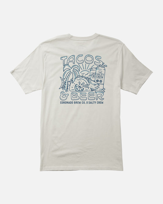 back view of Tacos and Beer Off White S/S Tee