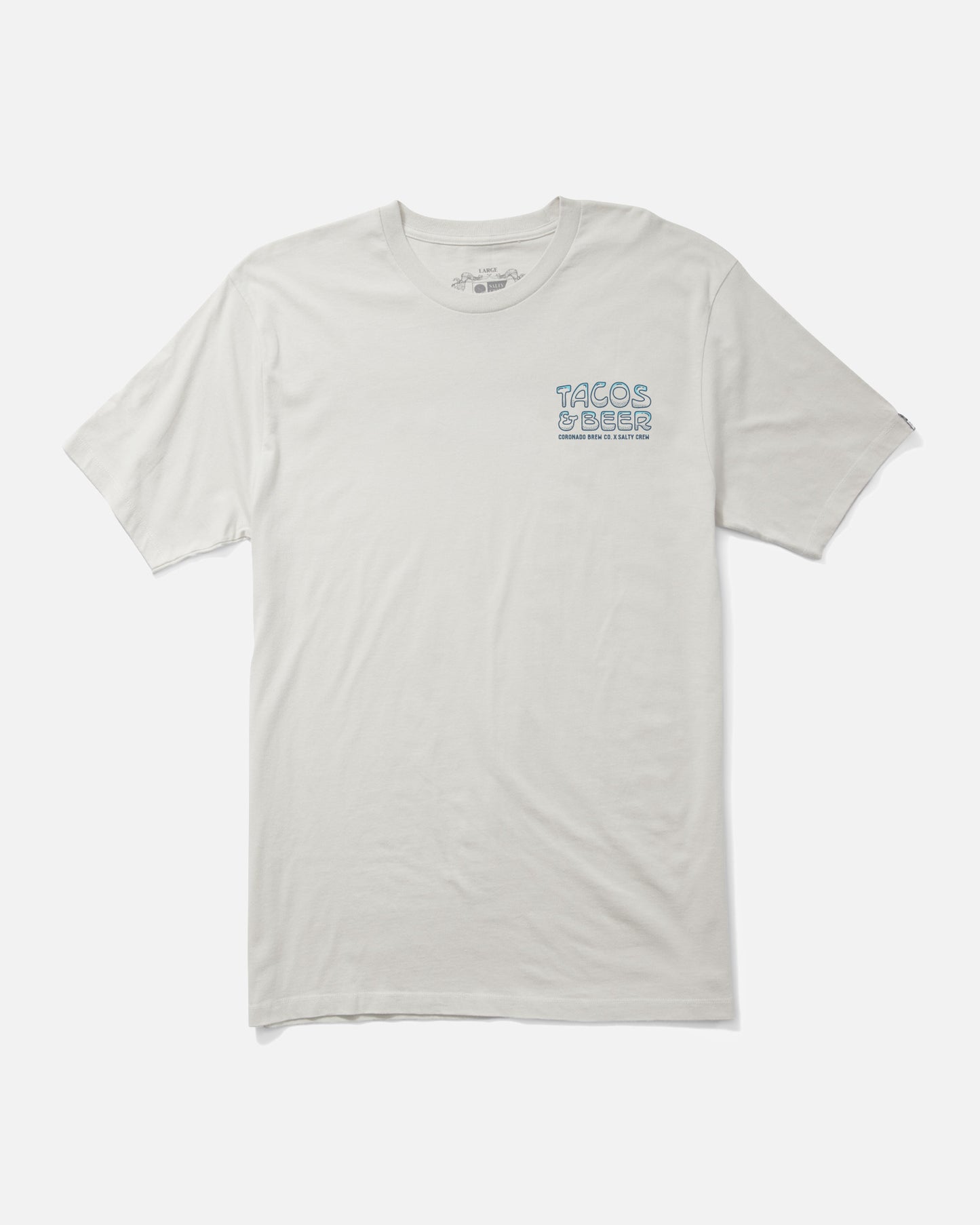 front view of Tacos and Beer Off White S/S Tee