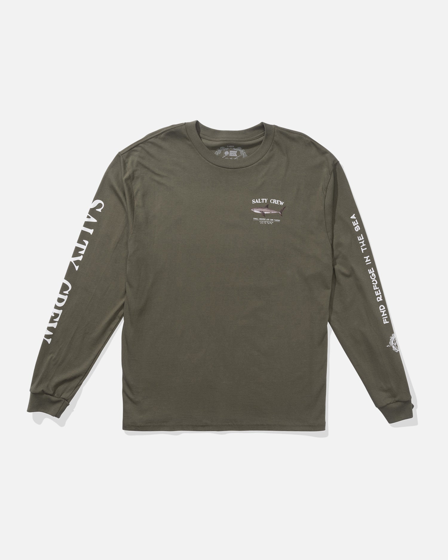 front view of Bruce Long Sleeve Tee - Dusty Olive