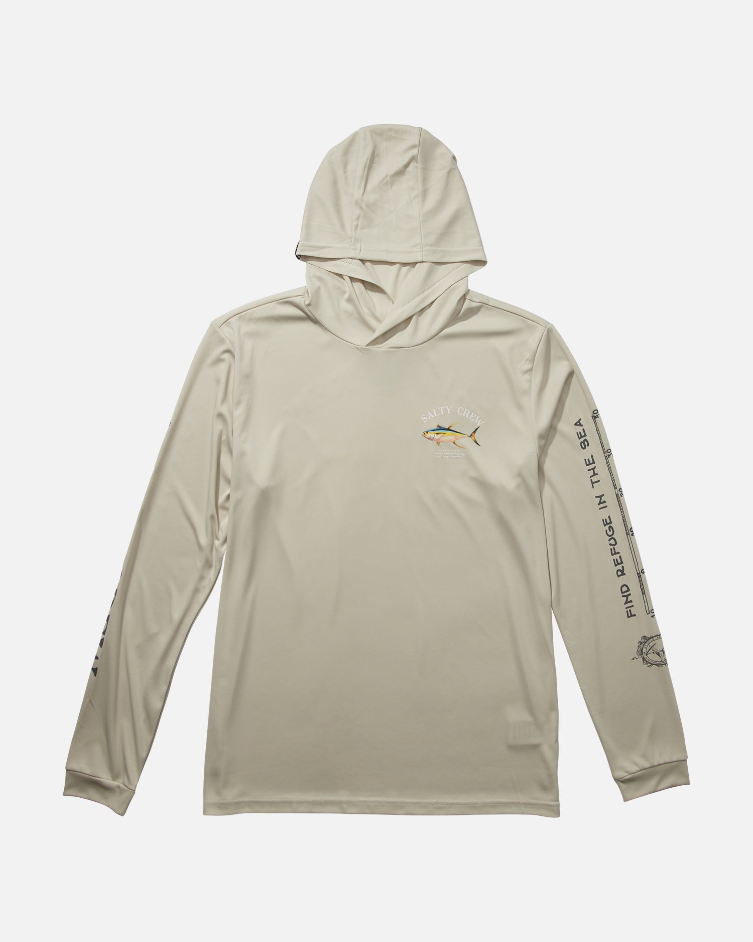 front view of Ahi Mount Natural Hood Sunshirt 