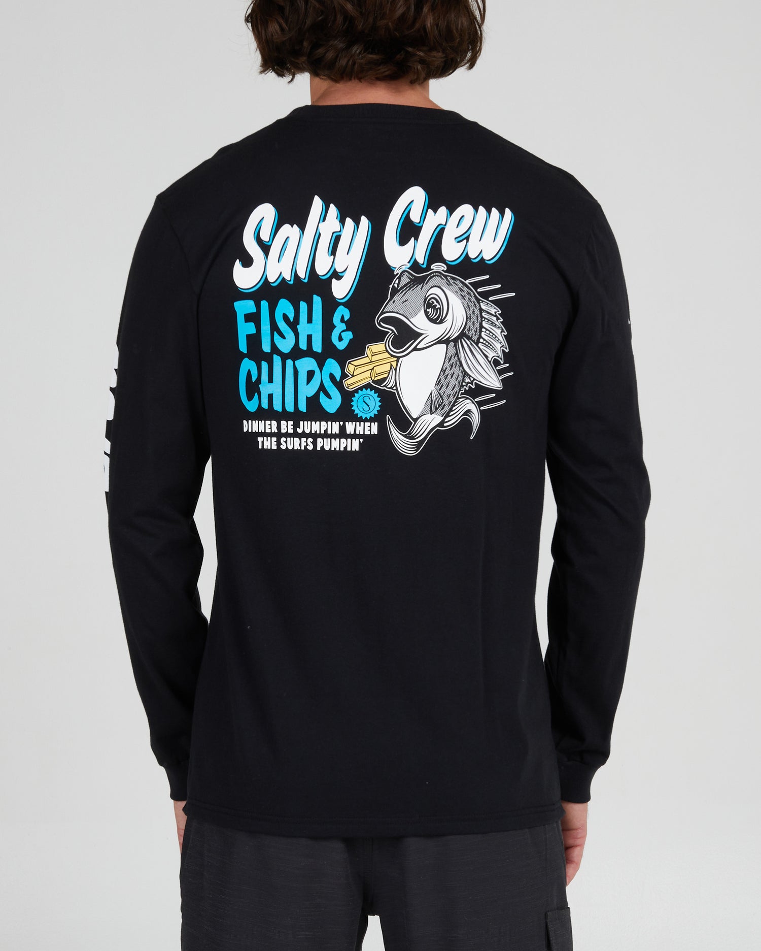 FISH AND CHIPS PREMIUM L/S TEE - Black