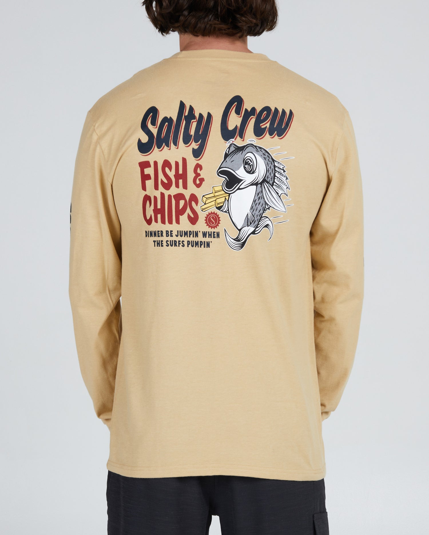 Salty Crew Fish and Chips Premium L/S Tee - Camel, Camel / L
