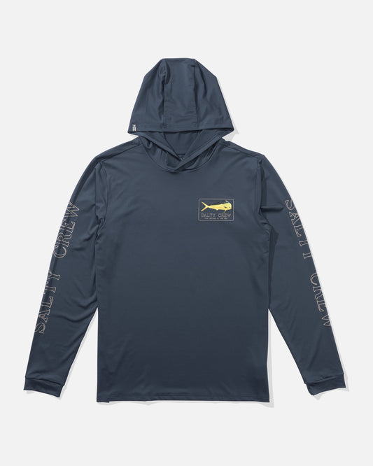 front view of Golden Mahi Hoodie Sunshirt - Bluefin