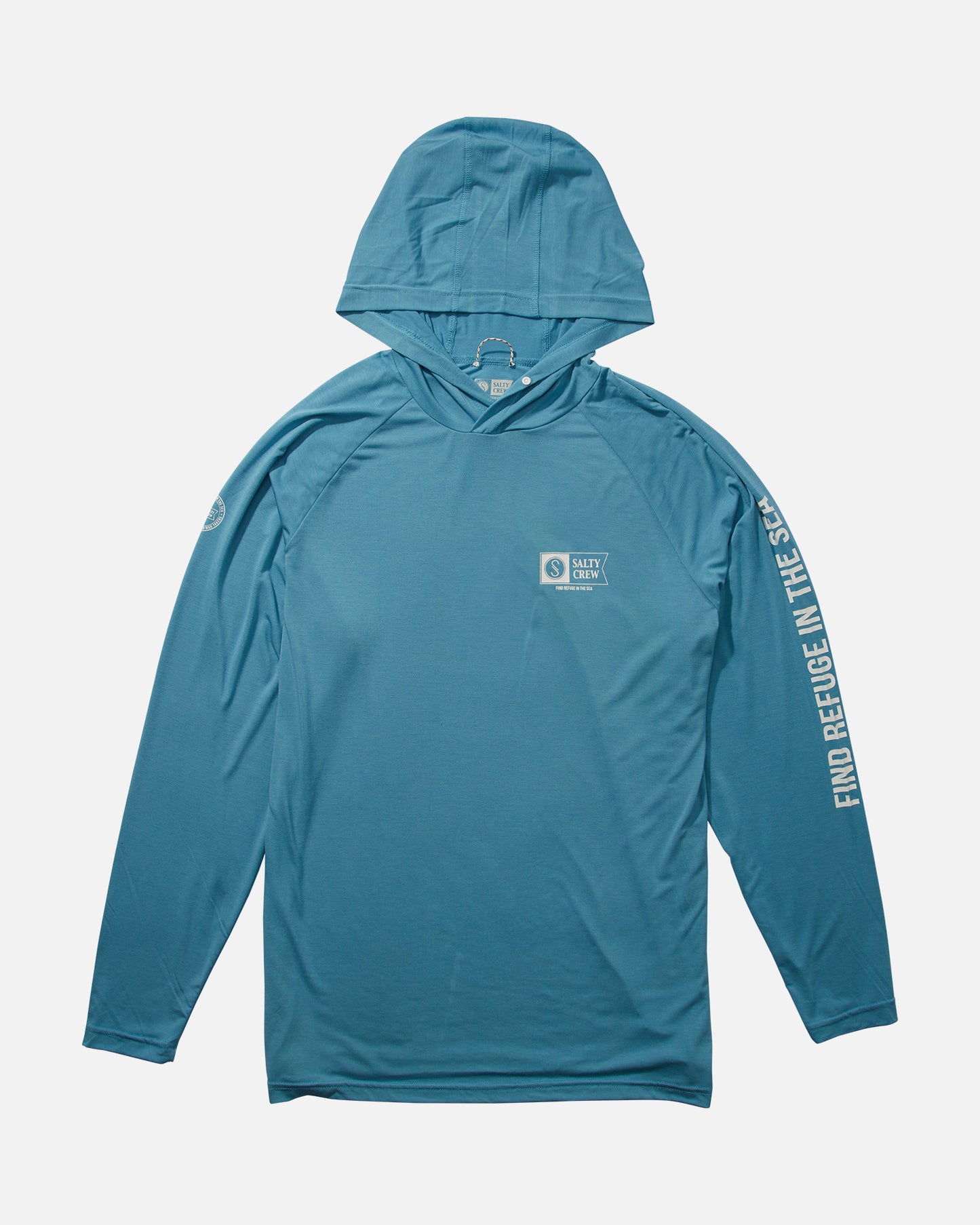 front view of Mariner Azul Blue Hood Tech Tee