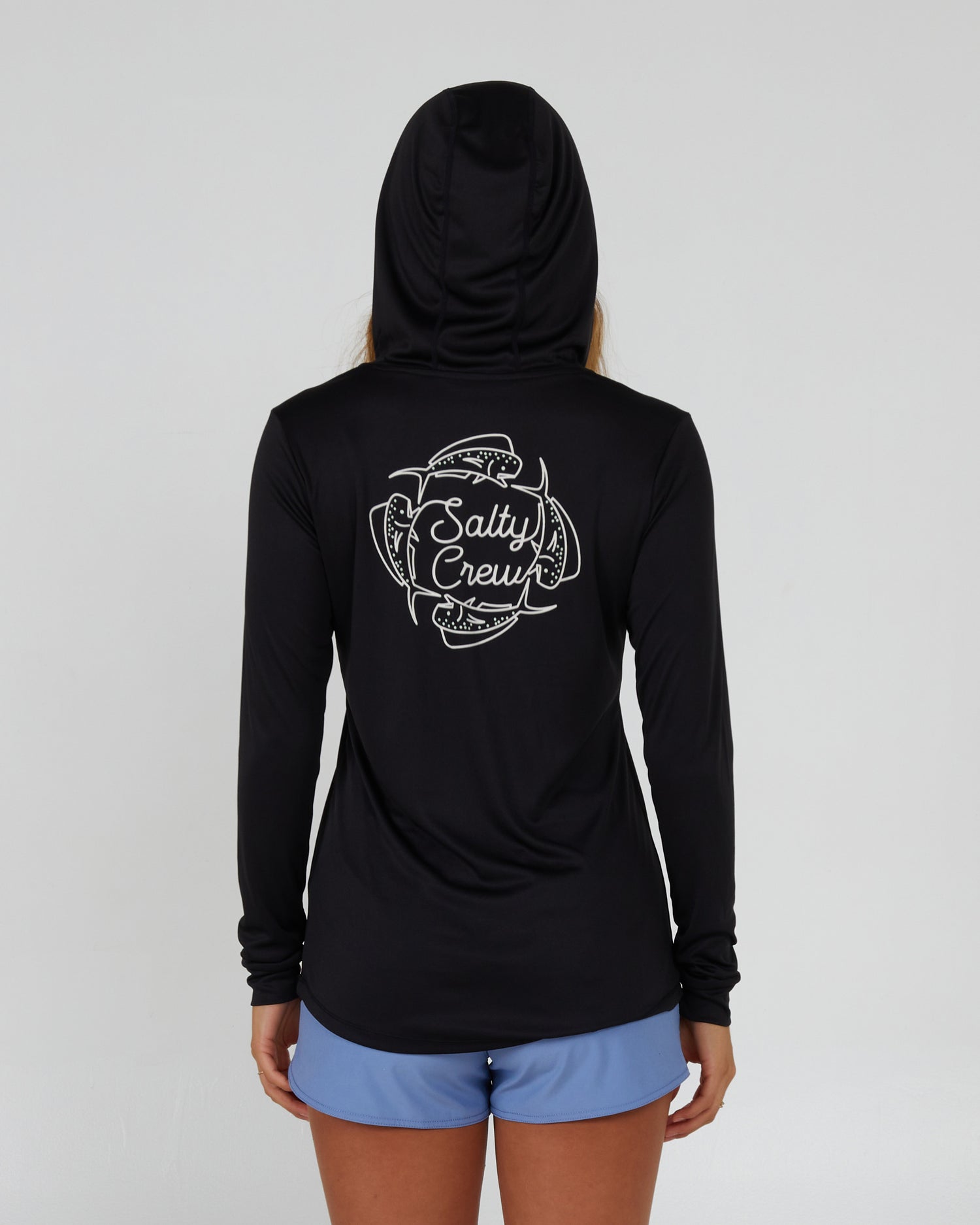 back view of Drawn In Circles Hooded Sunshirt