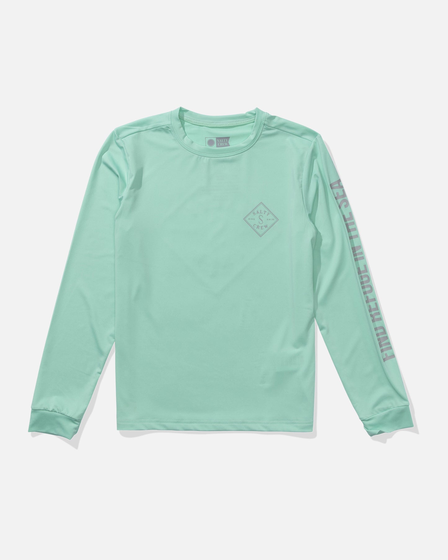 front view of Tippet Boys Long Sleeve Sunshirt - Sea Foam