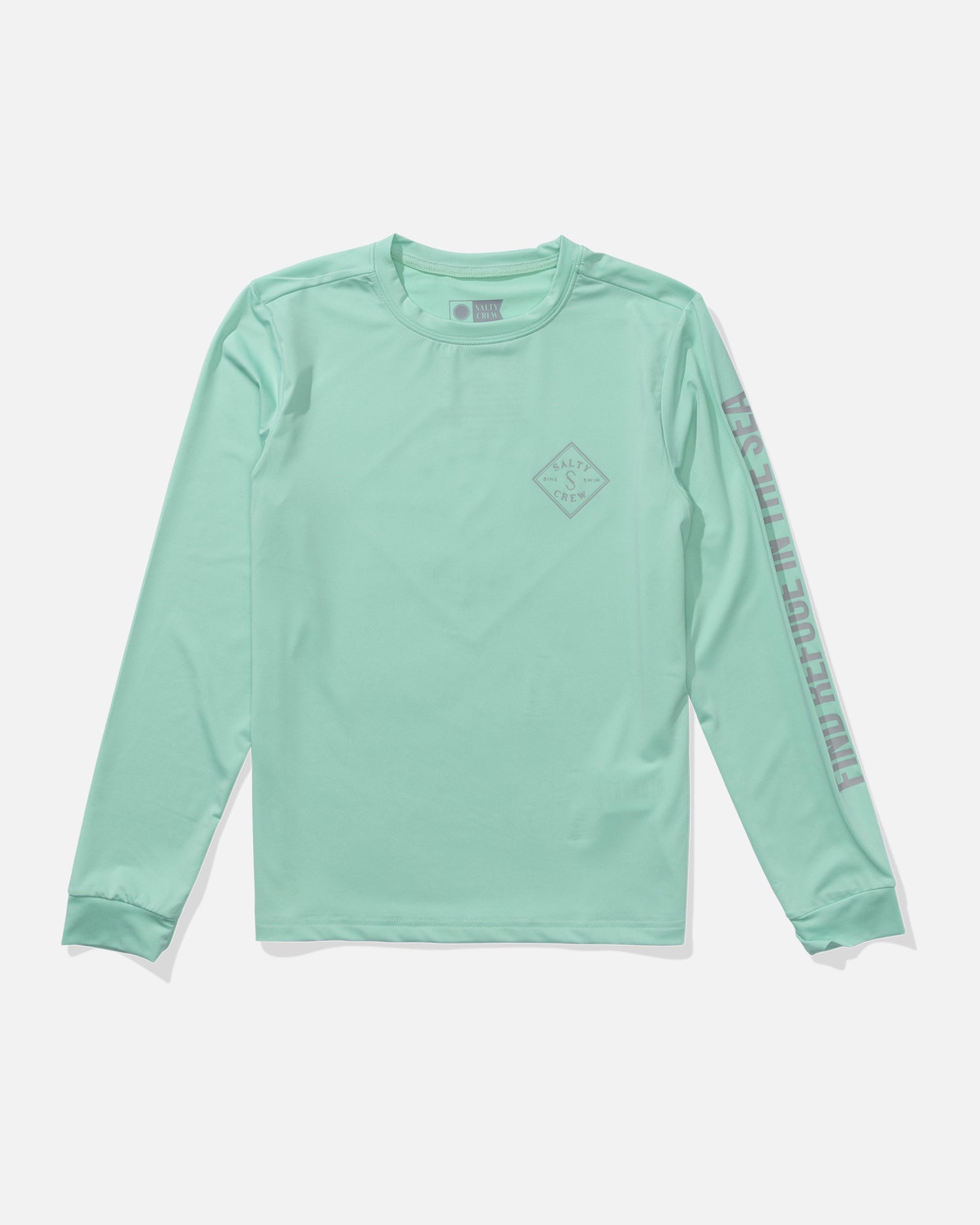 front view of Tippet Boys Long Sleeve Sunshirt - Sea Foam