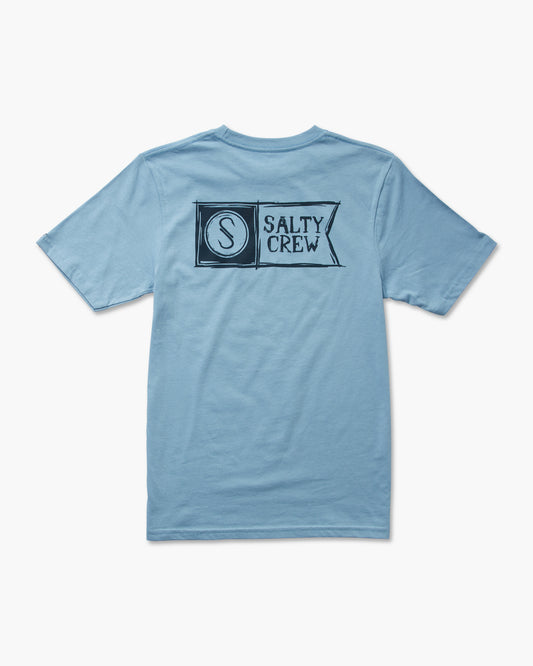 back view of Sketchy Alpha Boys Tee - Marine Blue