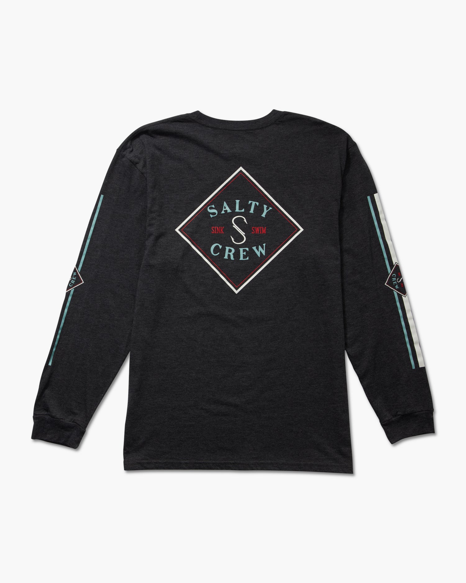 back view of Tippet Color Charcoal  L/S Premium Tee
