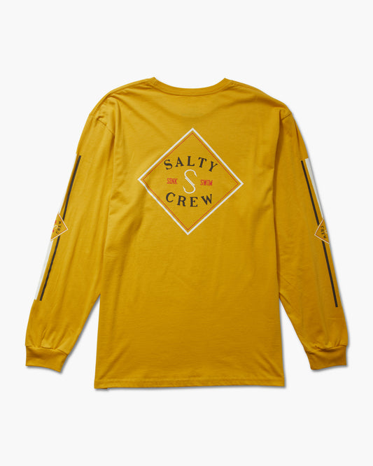 back view of Tippet Color Mustard L/S Premium Tee
