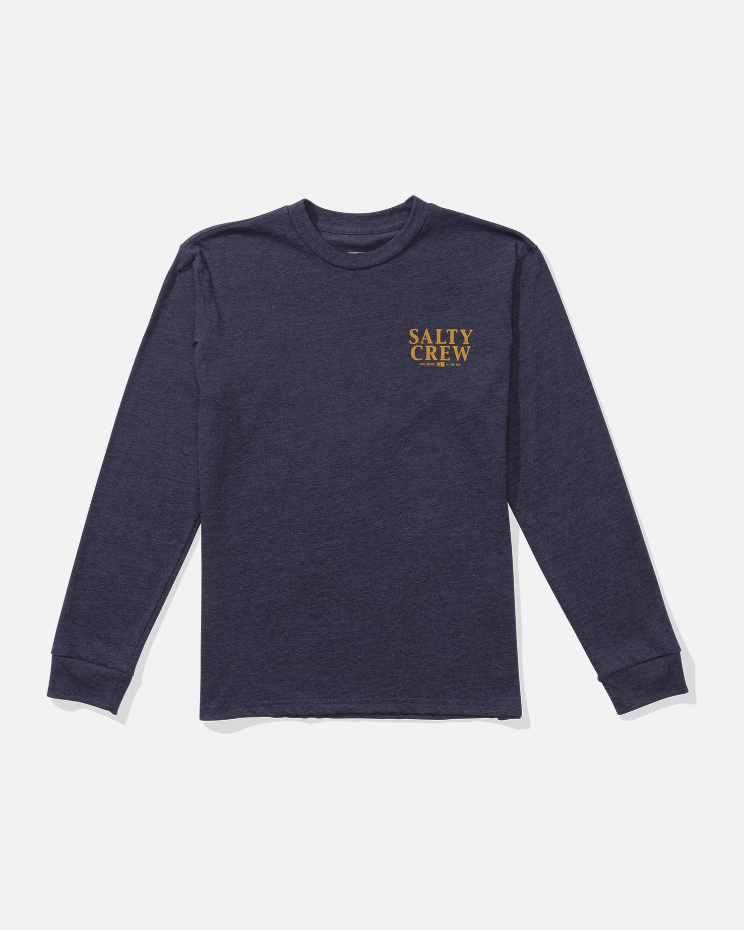 front view of Yellowfin Boys Long Sleeve Tee - Navy Heather