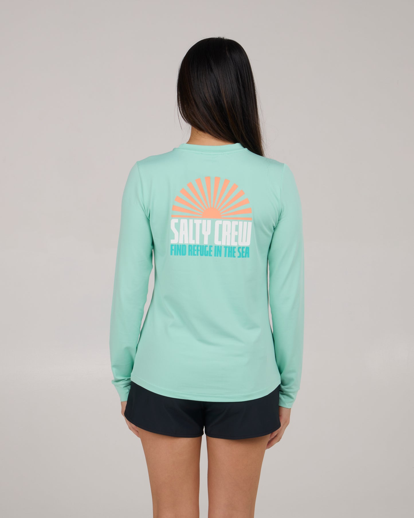 back view of In The Rays Sunshirt - Mint