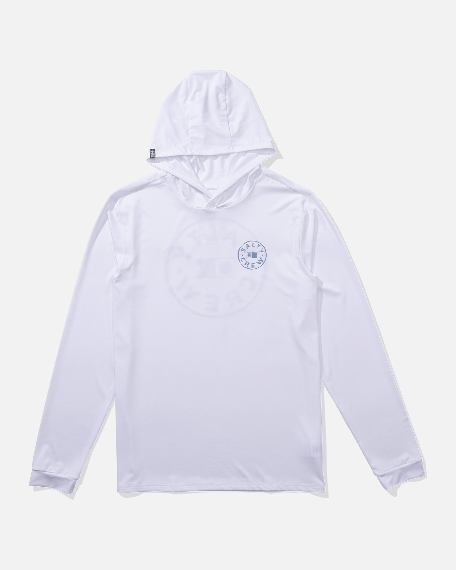 front view of Watermark Hoodie Sunshirt - White