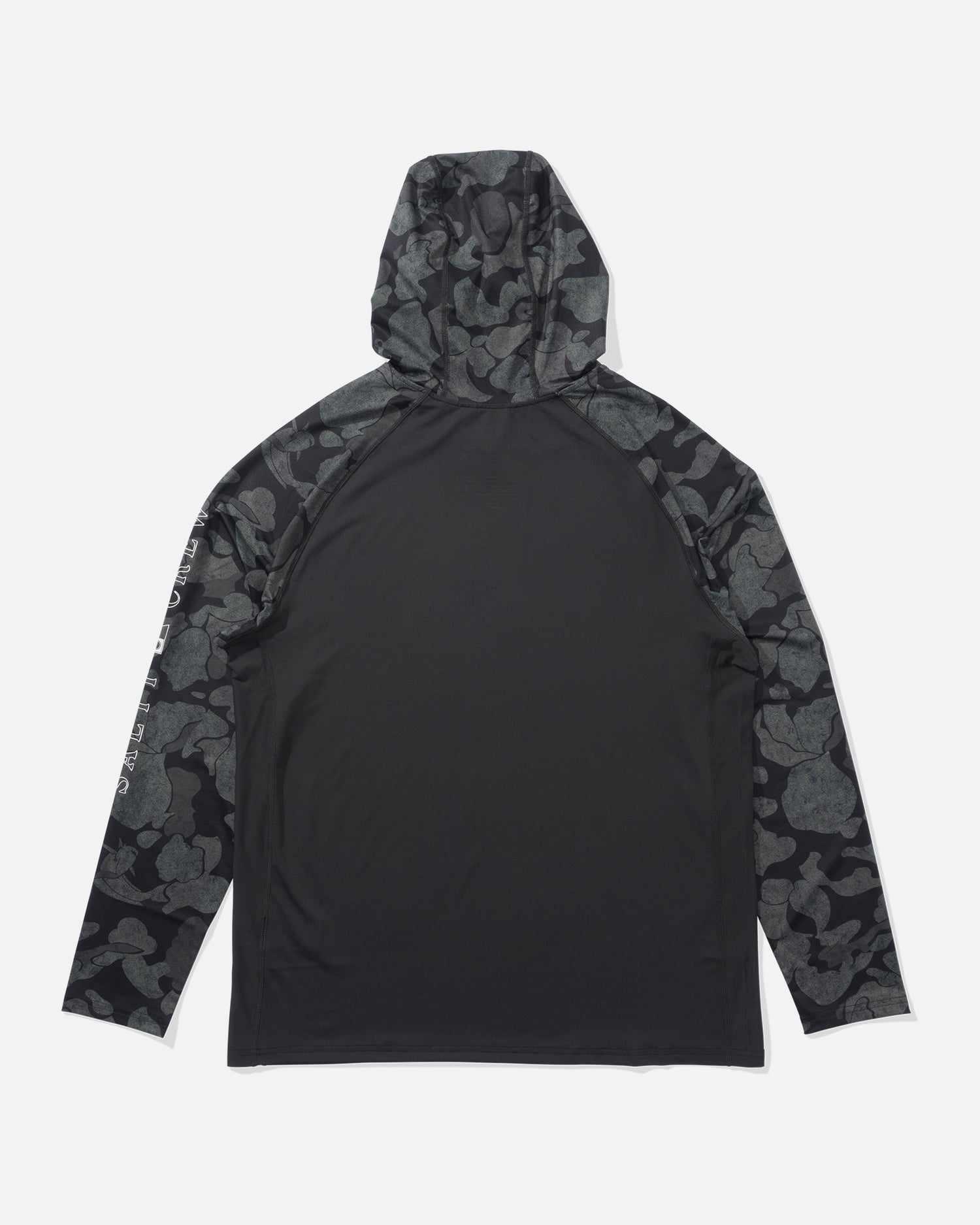 back view of Apex Perforated Hoodie Sunshirt - Black Camo