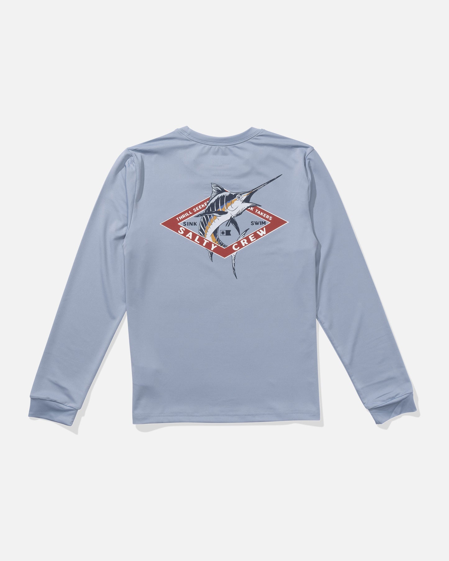 back view of Diamond Marlin Boys Long Sleeve Sunshirt - Blue Fog