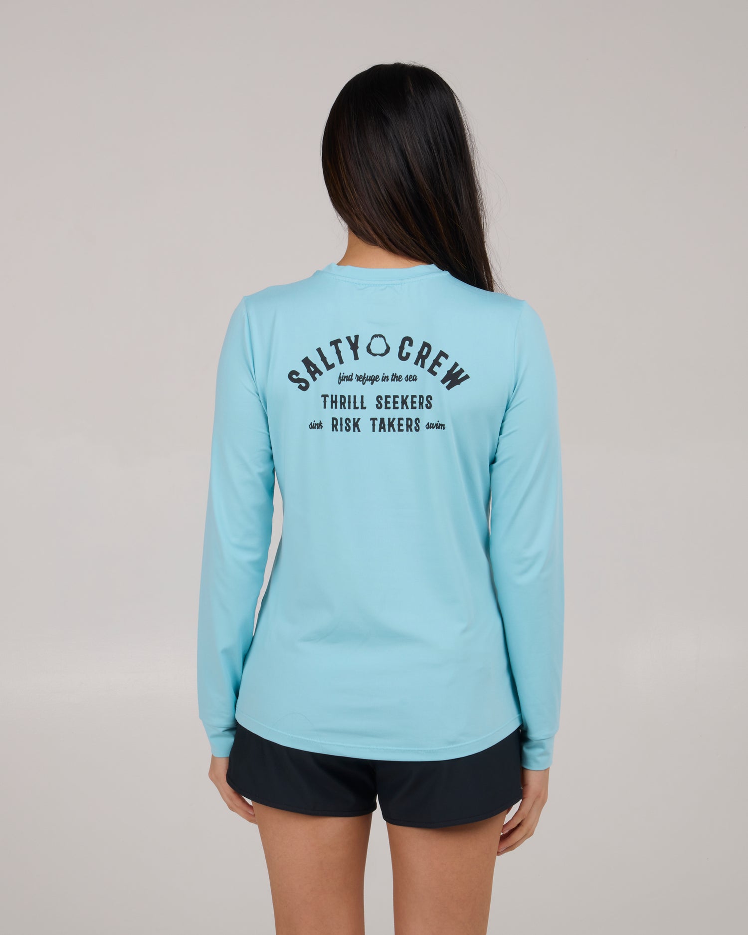 back view of Night Bite Sunshirt - Pacific Blue