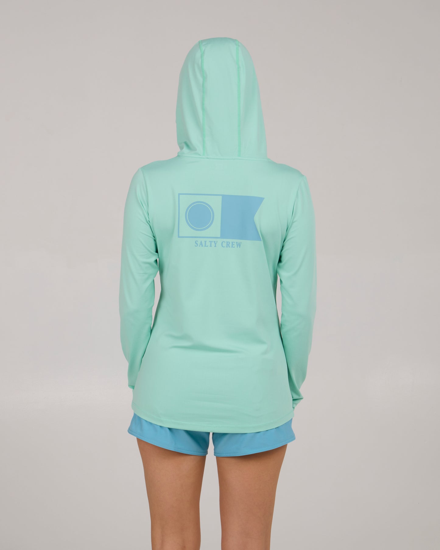 back view of Flagship Hoodie Sunshirt  - Mint