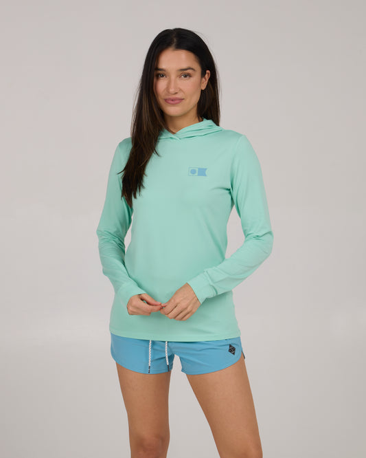 front view of Flagship Hoodie Sunshirt  - Mint