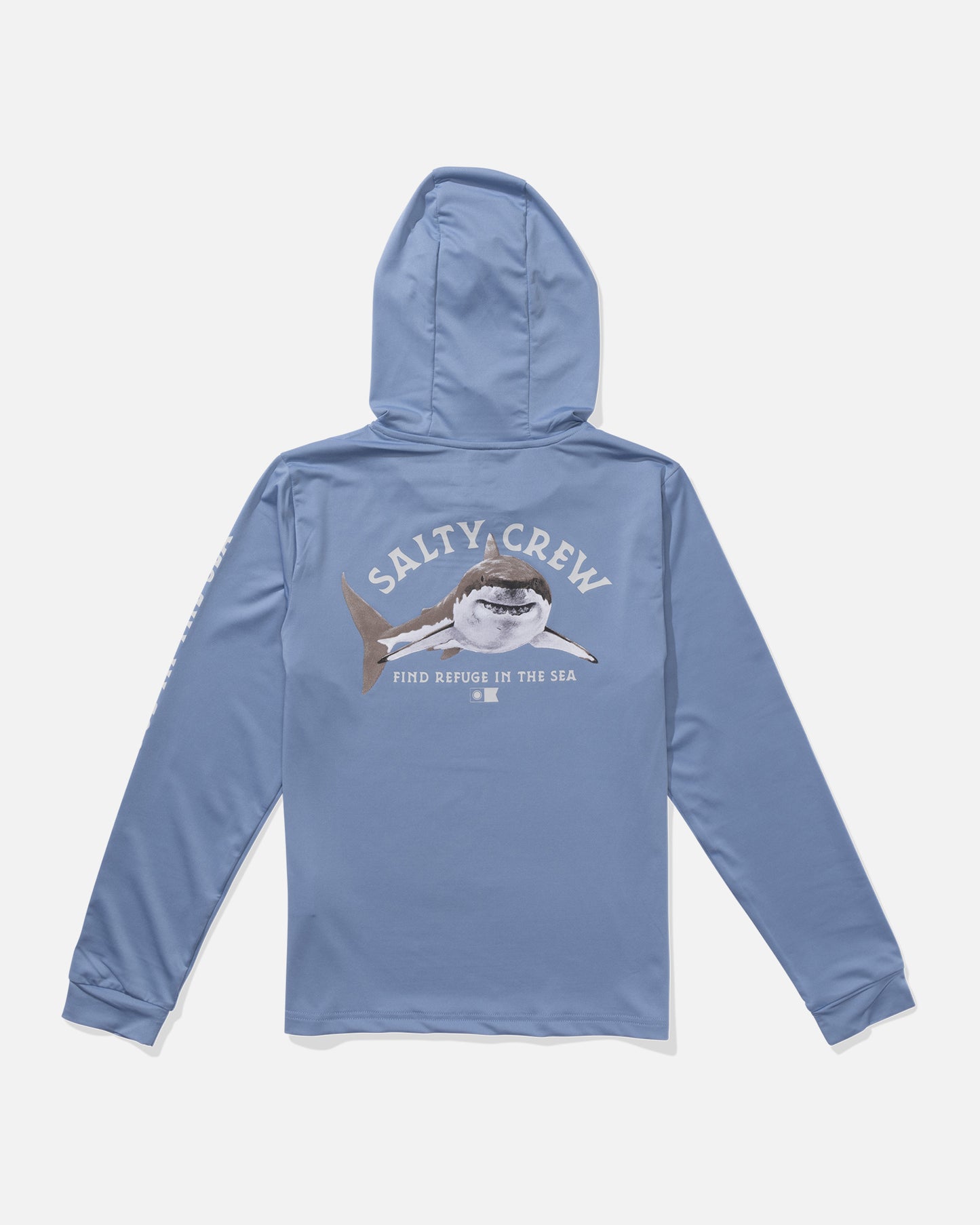 back view of Lurking Boys Sunshirt Hoodie - Marine Blue