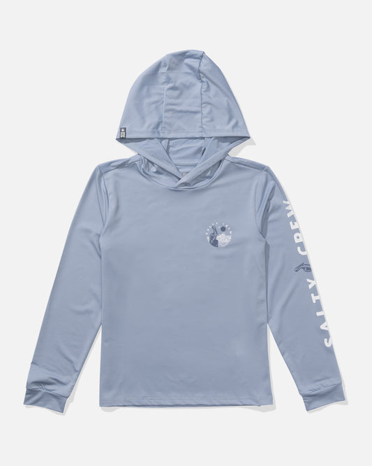 front view of Stake Out Boys Sunshirt Hoodie - Blue Fog