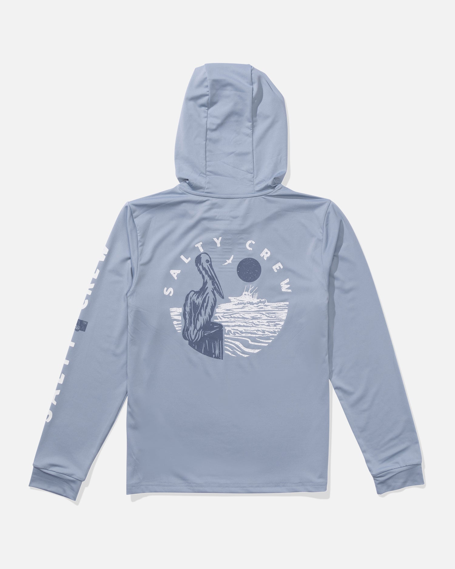 back view of Stake Out Boys Sunshirt Hoodie - Blue Fog